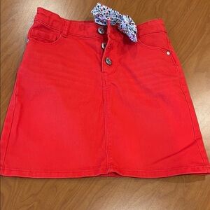 Vibrant Red Denim Skirt